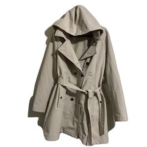 Sebby Tan Trench Coat with Hood